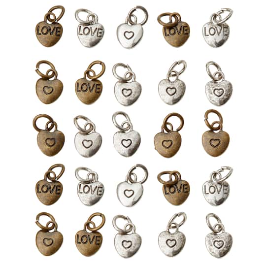 12 Packs: 25 ct. (300 total) Metal Heart-Shaped Charms by Bead Landing™